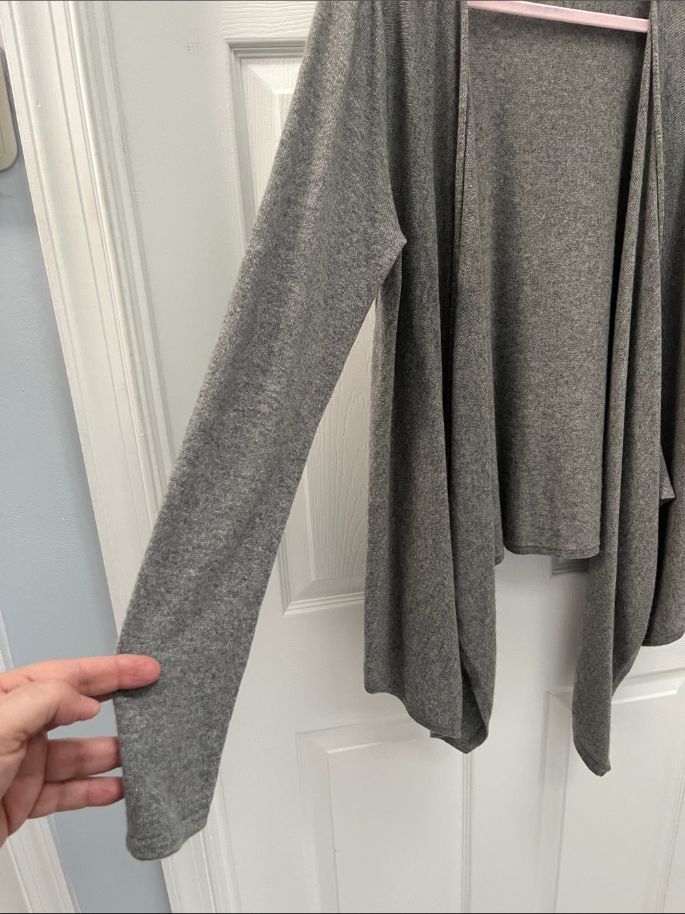 Saks Fifth Avenue Gray Open-Front Cashmere Cardigan - Picture 3 of 4